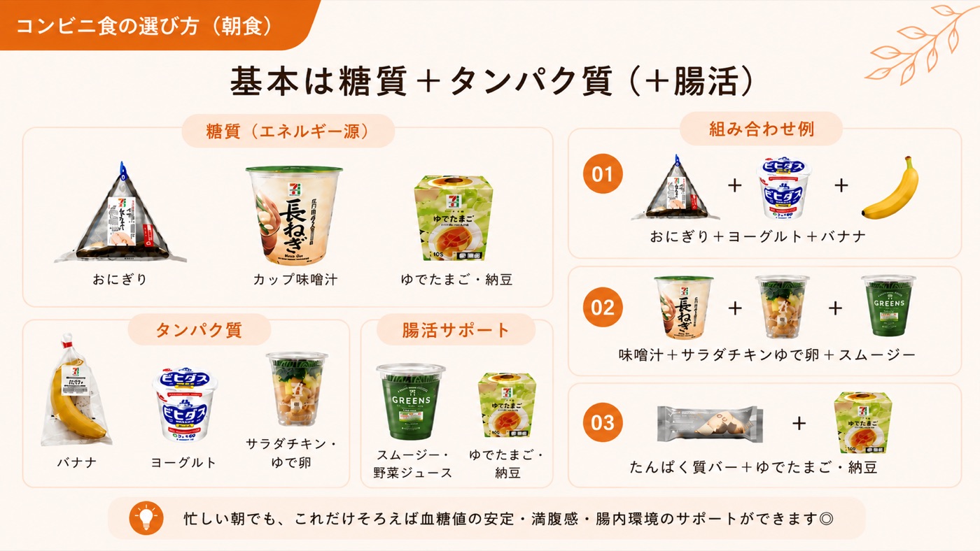 朝食の基本は糖質＋タンパク質＋腸活